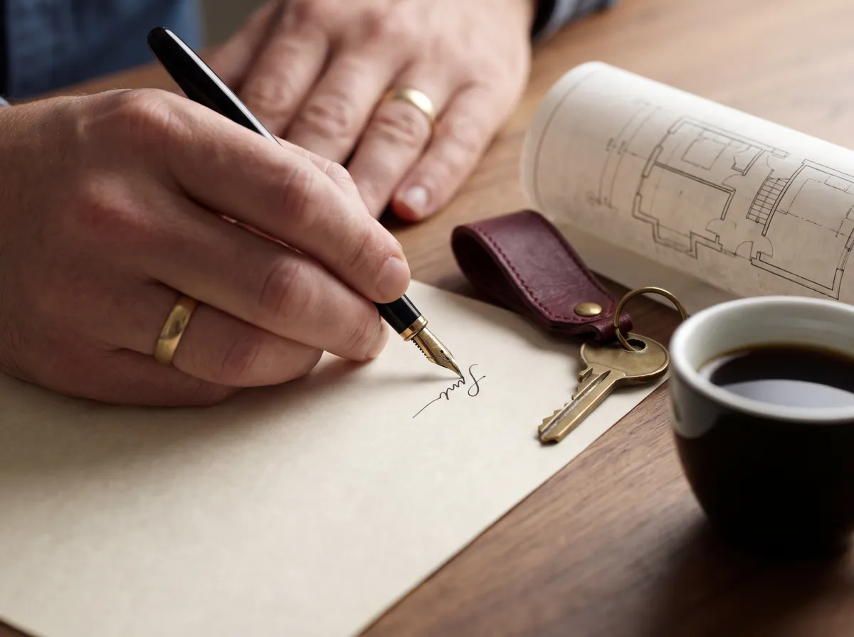 Análise de contrato imobiliário sobre planta de apartamento